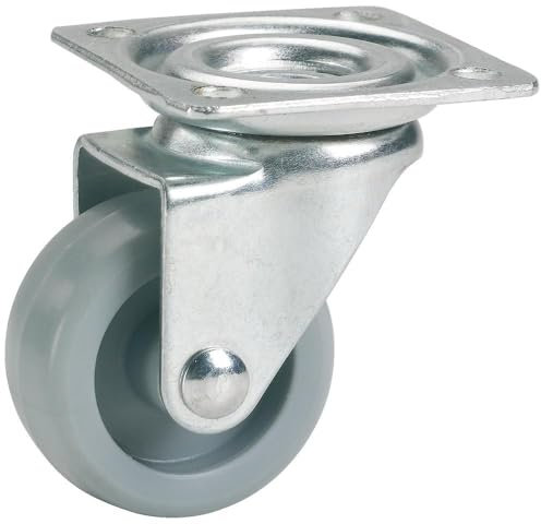 dörner + helmer 790110 Roulette pivotante, Ø 25 mm Tôle d'acier galvanisé plastique roue Gris