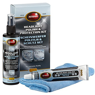 Autosol Scheinwerfer Politur & Schutz Set, Tube 75 ml, Flasche 200 ml, Stoff 275ml, andere