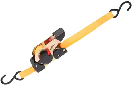 Unitec Correa tensora autoenrollable y Gancho en Forma de S de Goma, 350 m de Longitud, 320 kg de Fuerza de Amarre, Color Negro