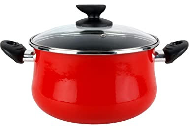 MAGEFESA MG037 Praga Olla, Acero esmaltado vitrificado, Inducción y lavavajillas, Rojo, 24 cm