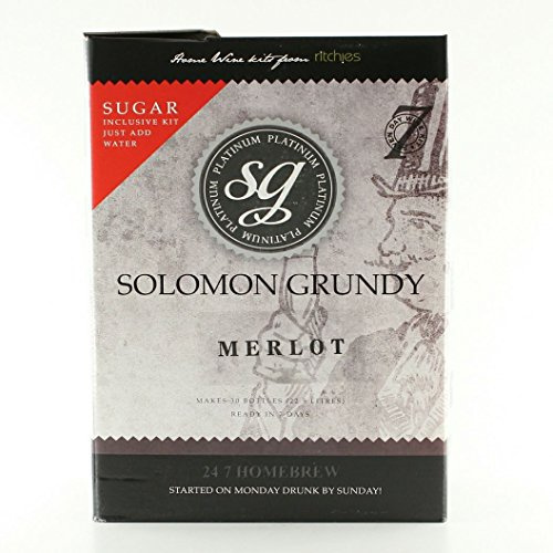 Soloman Grundy Platinum Merlot 7 Day Red Wine Kit 7kg makes 30 bottle 23L