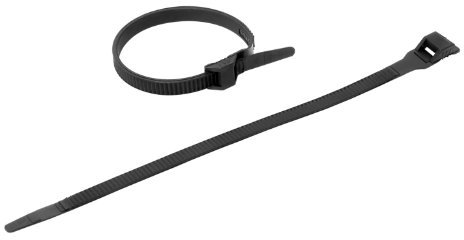 DEBFLEX - Auto-Bloquant Sangle - Serre câble Plastique - Collier de Serrage - Collier de Serrage Plastique - Sachet avec accroche de 25 Colliers Auto-bloquants 6 mm x 180 mm - Noir - 709022