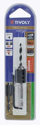 Tivoly 11900620300 Meche et Fraise, Queue Cylindrique, Foret Ø 3mm, Fraise à Noyer 90°