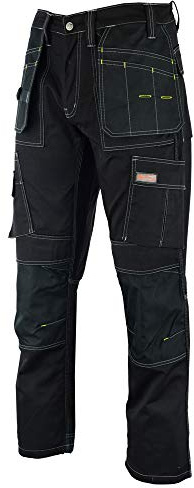 WrightFits Men Pro Builder Work Trousers Black - Heavy Duty Safety Combat Cargo Pants - Knee Pad Pockets - Triple Stitched - Durable Workwear (34W X 31L, Black)