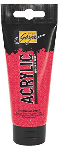 KREUL 84152 - Solo Goya Acrylic, 100 ml Tube, rubinrot, cremige vielseitig einsetzbare Acrylfarbe in Studienqualität, auf Wasserbasis, mit Glitzereffekt, schnell und matt trocknend, gut deckend
