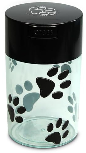 Tightpac America, Inc. Pawvac 170 ml vakuumförseglad husdjursförvaring behållare; svart lock och klar kropp/svarta tassar