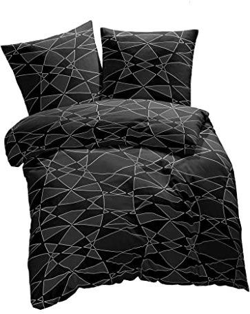 ETÉREA Microfaser Bettwäsche 200x200cm + 2X 80x80cm - Ganzjahresbettwäsche Bettbezug Eclipse - Bettwäsche Set 200x200cm Bettbezug + 80x80cm Kissenbezug Microfaser 3teilig - Made in Green - Schiefer