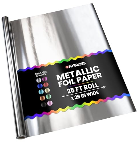 Hygloss Metallic Wrapping Paper Roll - 26 x 25 ft (54 Sq. Ft) Silver - Shiny Metallic Foil Paper for Arts, Crafts, Holiday & Christmas Gift Wrapping