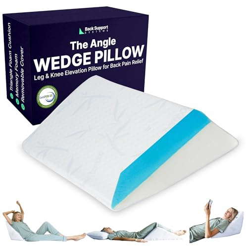 The Angle Wedge Pillow for Back Pain Relief – Leg Elevation Pillow for Bed, Knee Wedge Bolster Pillow for Lower Back Support, Triangle Foam Cushion for Sleeping & Comfort (Small)