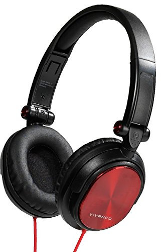 Vivanco DJ 30 Stereo On Ear Kopfhörer (faltbar, drehbar, DJ-Style, Metallic Design, 1,8 m Kabellänge) rot