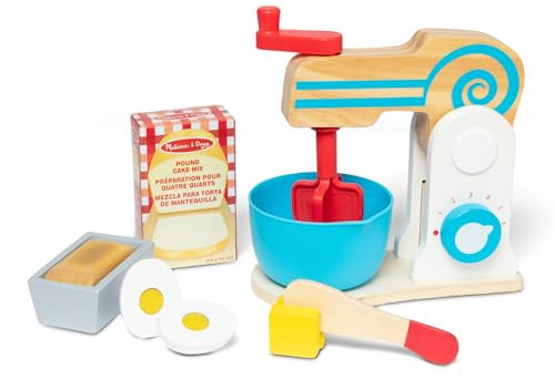Melissa & Doug Wooden Make-a-Cake Mixer Set | Pretend Play Toy | Play Food for Kids | 3+ | Gift for Boy or Girl Age 3+