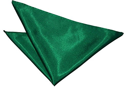 DQT Mens Plain Satin Pocket Square - Wedding, Business & Formal Suit Handkerchief - Emerald Green