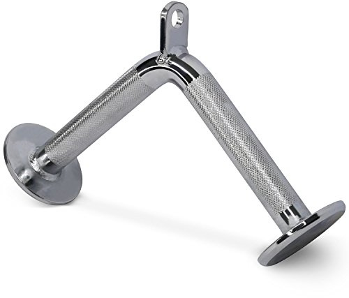 Yes4All LAT-Kabelbefestigung, Trizeps-Pressstange mit Diamant-Rändelgriff, unterstützt bis zu 400 kg (Chrom, V-förmige Stange)