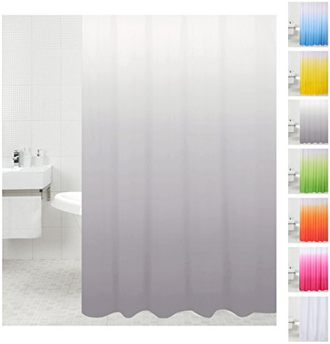 Sanilo Duschvorhang, viele einfarbige Duschvorhänge zur Auswahl, hochwertige Qualität, inkl. 12 Ringe, wasserdicht, Anti-Schimmel-Effekt (180 x 200 cm, Grau)