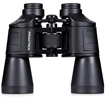 Praktica Falcon 12x50mm Porro Prism Field Black Binoculars - Multi Coated Lenses, Sturdy Construction, Aluminium Chassis, Sharp Clear Image, Bird Watching, Sailing, Hiking, Sightseeing, Astronomy