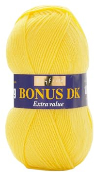 Hayfield Bonus DK Double Knitting, Bright Lemon (819), 100g by Sirdar