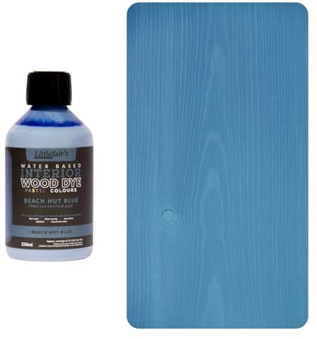 Littlefair's | Water Based Wood Dye | Indoor | Pastel Range | Environmentally Friendly | Indoor Timber Including Doors and Skirting Boards | 250ml, Beach Hut Blue