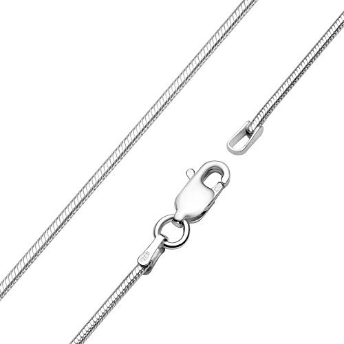 Vinani Damen Halskette 925 - Schlangenkette ohne Anhänger für Frauen, etwas stärker hochwertig 1,4 mm 925 Sterling Silber 925 Kette aus Italien S445