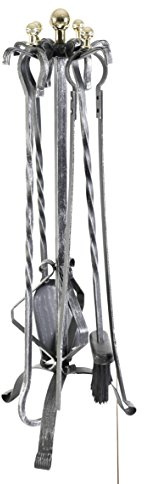 Kamino-Flam 337187 Kit Utensili da Caminetto in Metallo Forgiato con Manico Curvo, Nero, 13.6x27.2x67.599999999999994 cm