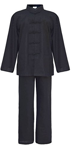 Men's Tai Chi Suit Kung Fu Uniform Martial Arts Clothing Black - Size: L