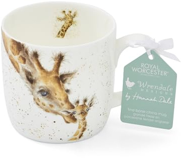 Portmeirion Home & Gifts MMMK5629-XS Mug-First Kiss (Giraffe), Bone China, Multi-Colour, 8.5 x 8.4 x 8 cm, 11 fluid ounces