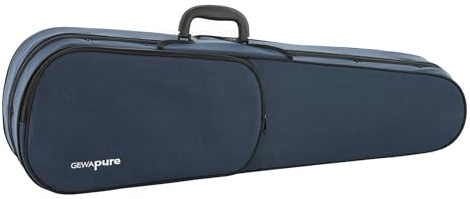 PURE GEWA Form Shaped Violin Case dark blue/light grey velvet with music pocket and backpack straps 1/4