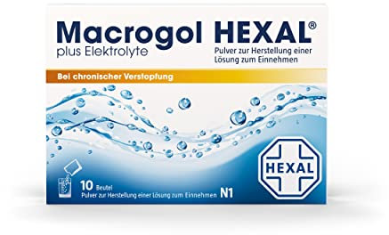 Macrogol HEXAL® plus Elektrolyte | 10 Beutel | Wirksame Hilfe bei chronischer Verstopfung | Setzt den Darm sanft und effektiv in Bewegung