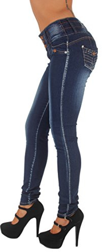 Colombian Design, Mid Waist, Butt Lift, Skinny Jeans in Washed Dark Blue Size 5