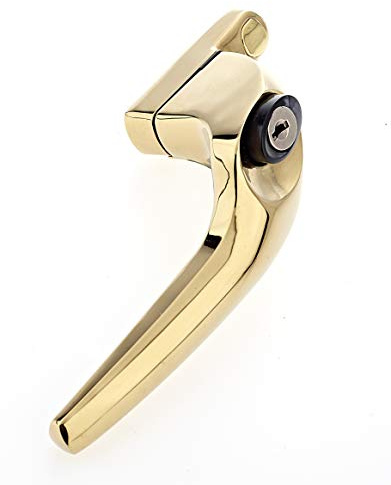 Yale YWHLCK40R-PG Offset Window Handle, fits Right Handed windows, 40mm spindle, Lockable, Boxed, suitable for PVCu windows, Polished Gold Finish