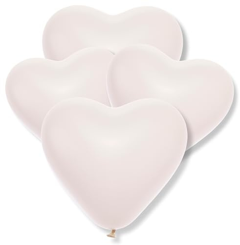 Premium Herzluftballons in Weiß - Made in DE - 100% Naturlatex & 100% biologisch abbaubar – 46 Stück - Geburtstag Party Karneval - für Helium geeignet - twist4®