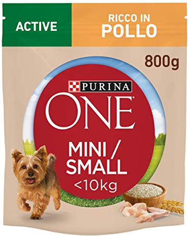 PURINA ONE Mini Small Active Crocchette per Cani Adulti con Pollo e Riso 8 Sacchi da 800g