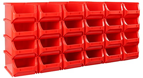 24 Stapelboxen, Lagerboxen, Sichtboxen, Gr. 2 rot 102(B)x160(L)x75(H) mm ProfiPlus