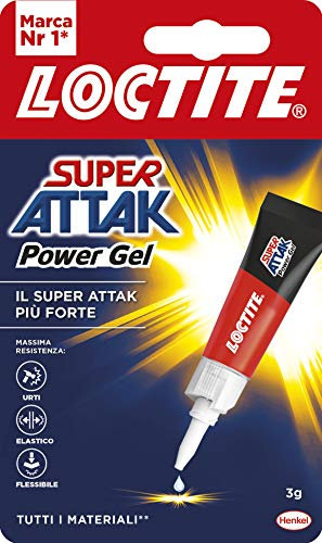 Loctite Super Attak Power Flex, Colla liquida trasparente e istantanea per materiali flessibili, Adesivo resistente in formula gel, Colla per scarpe, pelle, gomma e cuoio, 1x3g
