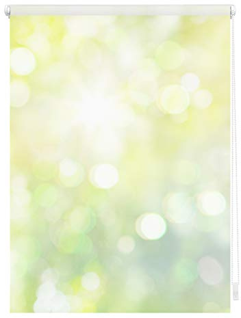 Lichtblick Klemmfix Tageslicht-Rollo mit Motiv, ohne Bohren, Blickdicht, Seitenzugrollo, Made in Germany, Lichtspiel - Grün Gelb 100 x 150 cm (B x L)