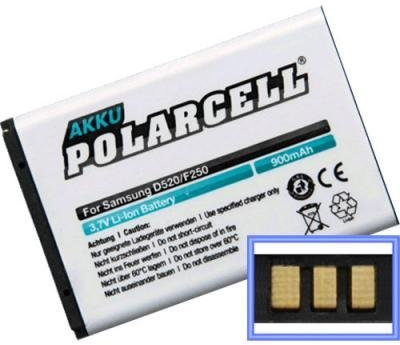 PolarCell Akku für Samsung AB463446BU | GT-C3520 GT-E1150i GT-E1110 GT-E1200i GT-E1080i GT-E1100 GT-E1120 GT-E1050 SGH-D520 SGH-E900 | 900mAh Starke Ersatz-Batterie | selektierte A+ Qualitätszellen
