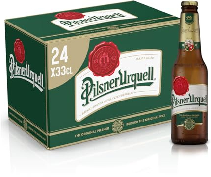 Pilsner Urquell Birra Pils, Cassa Birra Con 24 Birre In Bottiglia Da 33 Cl, 7.92 L, Gusto Pieno Intensamente Luppolato, Gradazione Alcolica 4.4% Vol