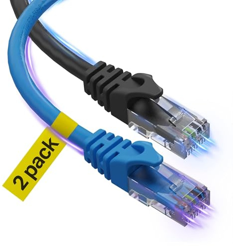 Ultra Clarity Cables Cat6 Ethernet Cable, 20 Feet (2 Pack) LAN, UTP (6 Meters) Cat 6, RJ45, Network, Patch, Internet Cable - 20 ft