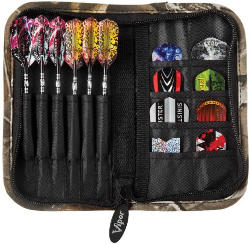 Casemaster Deluxe-Nylon-Darttasche für Stahl- und Soft-Dartpfeile, hält 6 Dartpfeile und verfügt über 8 Taschen für Zubehör wie Flights, Schäfte und Spitzen