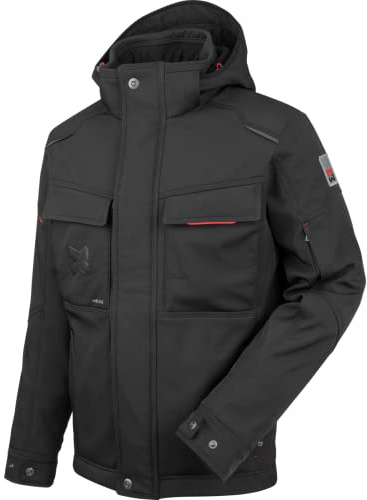 WÜRTH MODYF Winter Softshelljacke Scorpius – hochwertige Arbeitsjacke für kalte Arbeitstage in den Größen L – wasserabweisend (5.000 mm WS) für Handwerker – in Schwarz