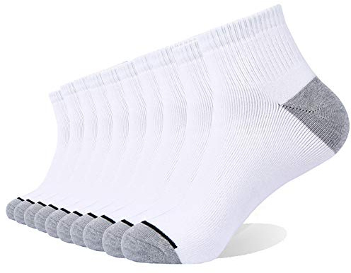 EnerWear 10P Pack Men's Cotton Moisture Wicking Cushion Low Cut Socks (10-13/Shoe: 6-12, White)