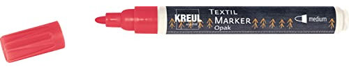 KREUL 92763 - Textil Marker Opak medium, Rot, mit Rundspitze, Strichstärke circa 2 bis 4 mm, deckender Stoffmalstift zum Gestalten von hellen und dunklen Stoffen, waschecht nach Fixierung