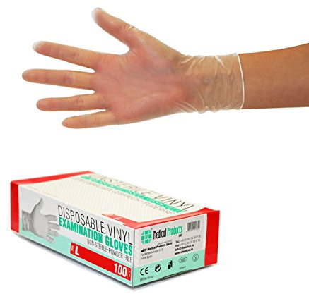 Guanti in vinile 1000 pezzi 10 scatole (L, Transparente), guanti usa e getta, senza polvere e lattice, per la pulizia della cucina, non sterile