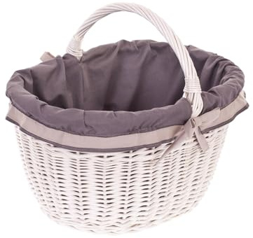 e-wicker24 Alles aus Weide Korg av vide, retro bygelkorg i beige, vintage stil, pilkorg, oval