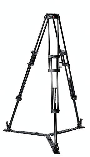 Manfrotto 546GB Treppiede con Stabilizzatore a Terra, Culla da 75 mm, per Video, 3 Sezioni a Due Stadi, in Alluminio, Nero