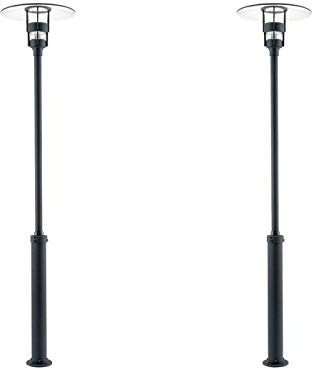 Konstsmide 2er Set Mastleuchte / Gartenlaterne FREJA, Höhe 232 cm, Alu schwarz / Glas klar, E27, 524-750