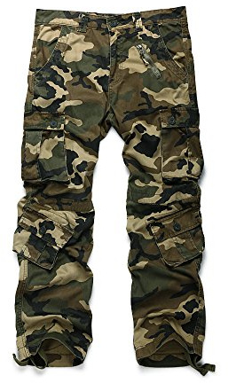 OCHENTA Men's Casual Military Army Camo Combat Trousers,Wild Cargo Pants with 8 Pockets #3357 Camo M 32