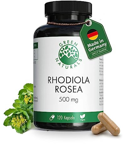 Gélules de Rhodiola Rosea - Haute dose : 600 mg par gélule - 4 mois d'approvisionnement (120 gélules) - Racine de rose - Green Naturals®
