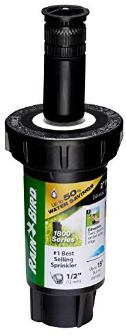 Rain Bird 1802HV15PR Pressure Regulating (PRS) High Efficiency Professional Pop-Up Sprinkler, Adjustable 0° - 360° Pattern, 8' - 15' Spray Distance, 2 Pop-up Height