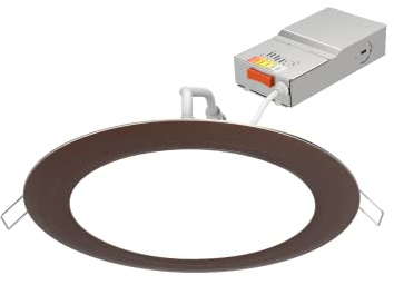 Juno WF4 SWW5 90CRI ORB M6 Round LED Wafer Downlight, 120 Volts, Switchable Color Temperature 2700K/3000K/3500K/4000K/5000K, Triac Dimming, 4-Inch Ultra Thin Trim, Oil Rubbed Bronze