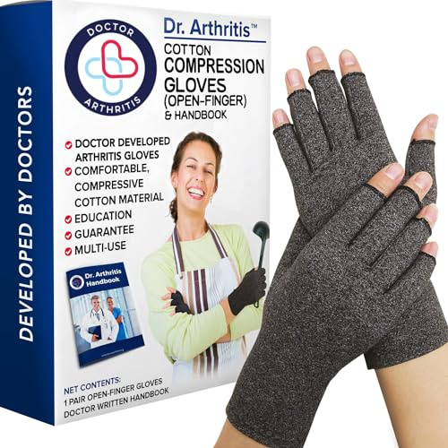 Dr. Arthritis Progettati dai medici, guanti a compressione/atrosi guanti, fasciatura per tendinite e artrite, guanti da artrite senza dita comodi e di supporto